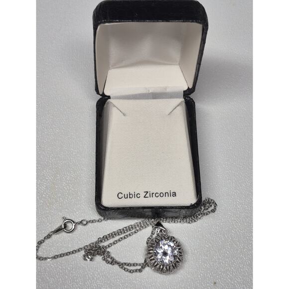 large cubic zirconia pendant Necklace - Picture 2 of 4